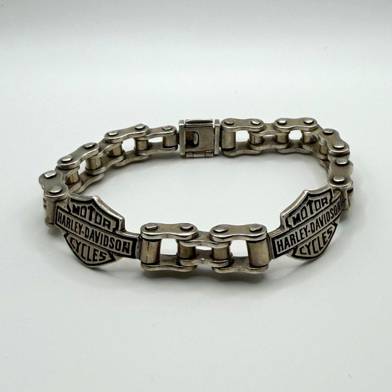 Harley Davidson 925 Sterling Silver Motorcycle Chain Bracelet Heavy 70g 9in