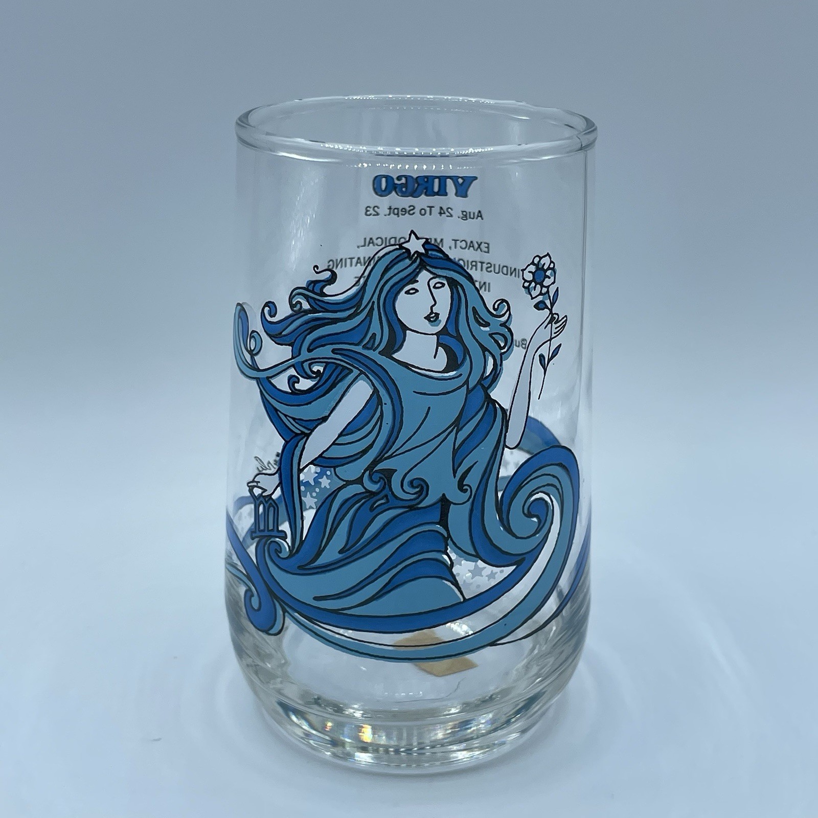 VTG Arby\'s 70’s Virgo Zodiac Promotional Drinking Glass Tumbler 1976 Restaurant