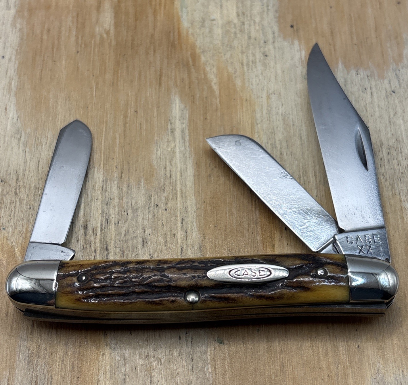 Vintage Case XX 1940-1964 Beautiful Burnt Stag 5347 HP Stockman Knife Excellent