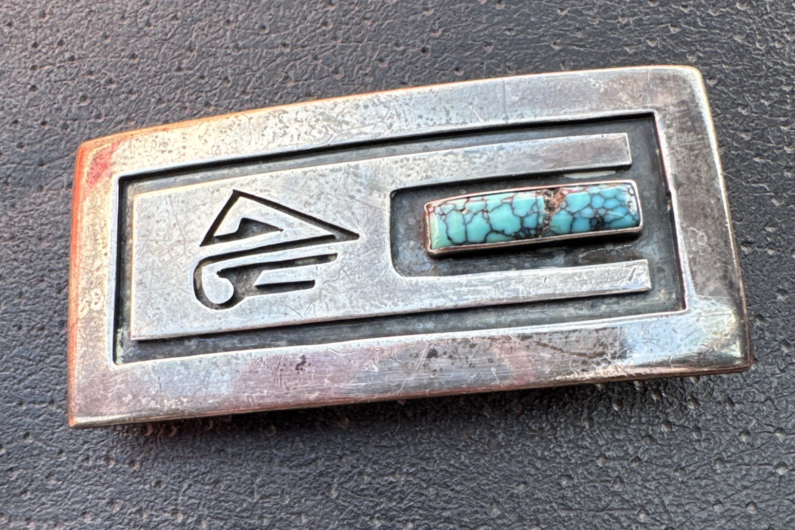 VINTAGE SOUTHWEST STERLING & Turquoise BELT BUCKLE INDAIN HANDMADE STERLING 35G VINTAGE SOUTHWEST STERLING & Turquoise BELT BUCKLE INDAIN HANDMADE STERLING 35G