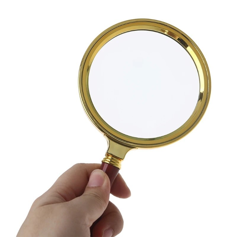 Vintage 10X Magnifying Glass Antique Brass Wood Handle Reading Magnifier