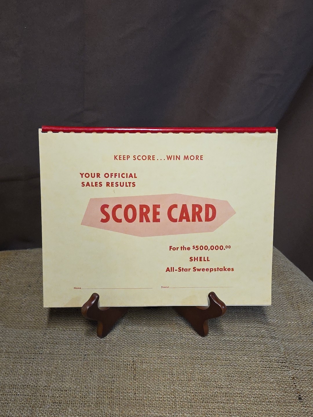 Vintage Shell All Star Sweepstakes Sales Score Card Advertising 1950's