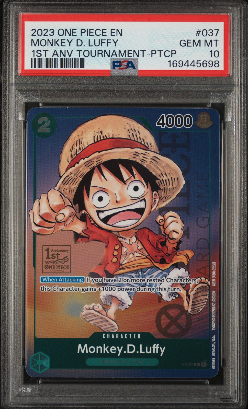 2023 ONE PIECE PROMOS #037 MONKEY D. LUFFY PSA 10
