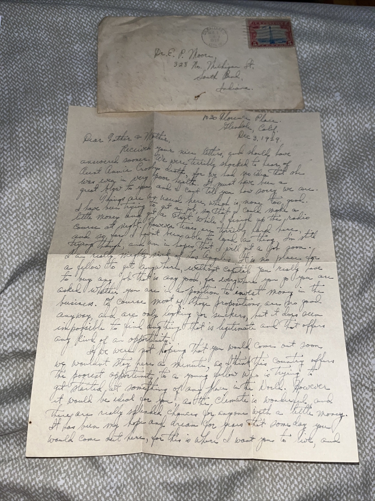 Antique 1929 Glendale CA Radio Enthusiast Letter Mentions Prince Edward Island