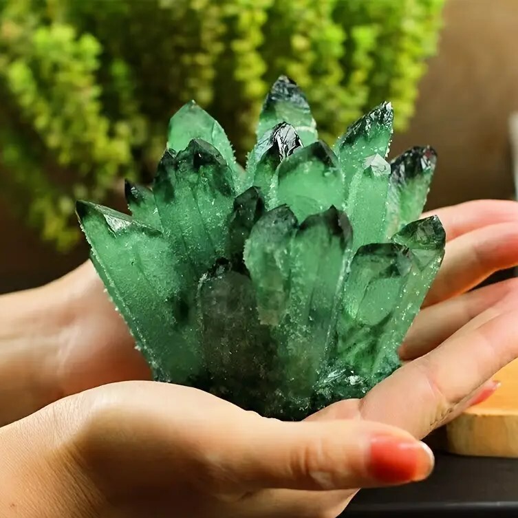 300G-400G Large Green Phantom Quart Crystal Healing Cluster Specimens Gift Decor 300G-400G Large Green Phantom Quart Crystal Healing Cluster Specimens Gift Decor