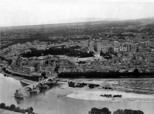 The city of Avignon in southern France with Papal Palace 1950s OLD PHOTO