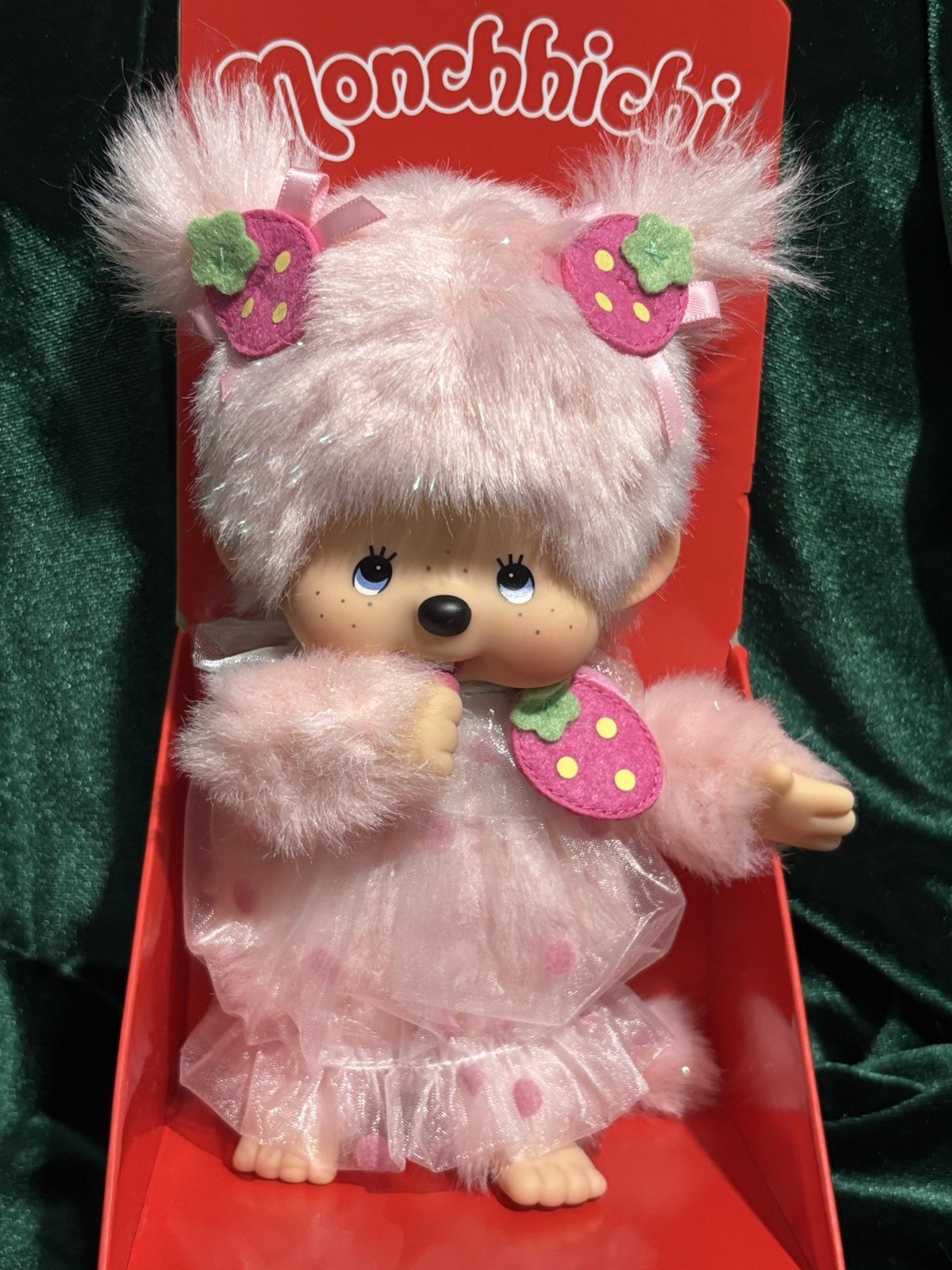 Monchhichi Strawberry Heart girl Limited Edition 8 Inch Doll Monchhichi Strawberry Heart girl Limited Edition 8 Inch Doll