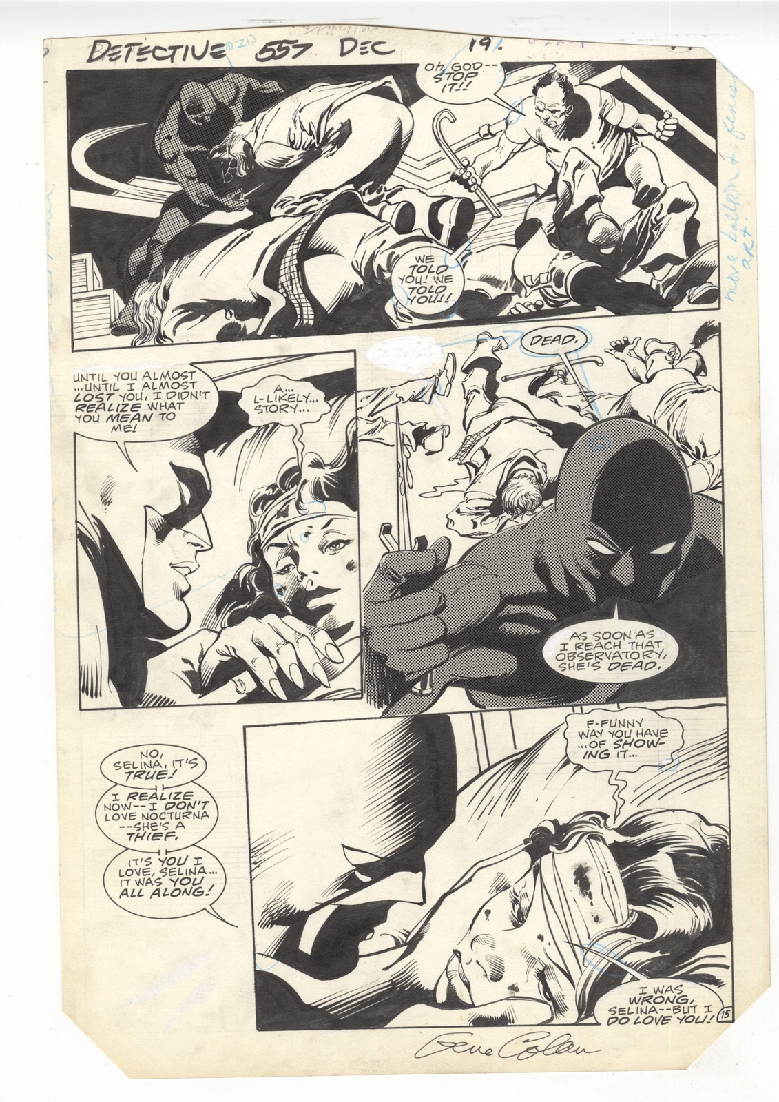 Detective Comics #557 Pg 15 Original Comic Art by Gene Colan - Batman & Catwoman