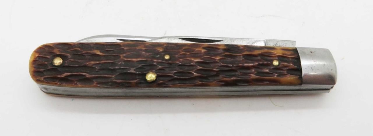 A4) VINTAGE ROBESON 622026 2-BLADE FOLDING KNIFE JIGGED BONE HANDLE