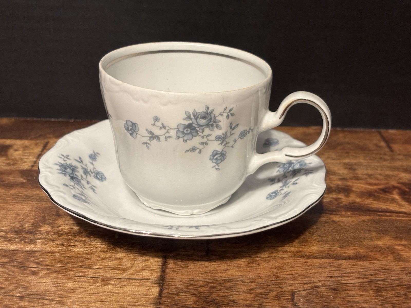 Ret. Johann Haviland Blue Garland China Cup & Saucer
