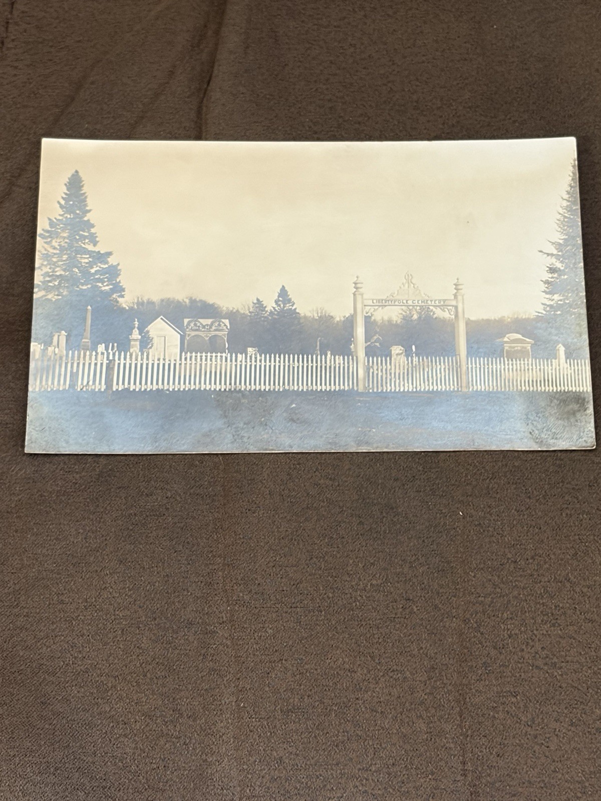 Antique RPPC Liberty Pole Cemetery Viroqua Wisconsin WI Real Photo Postcard