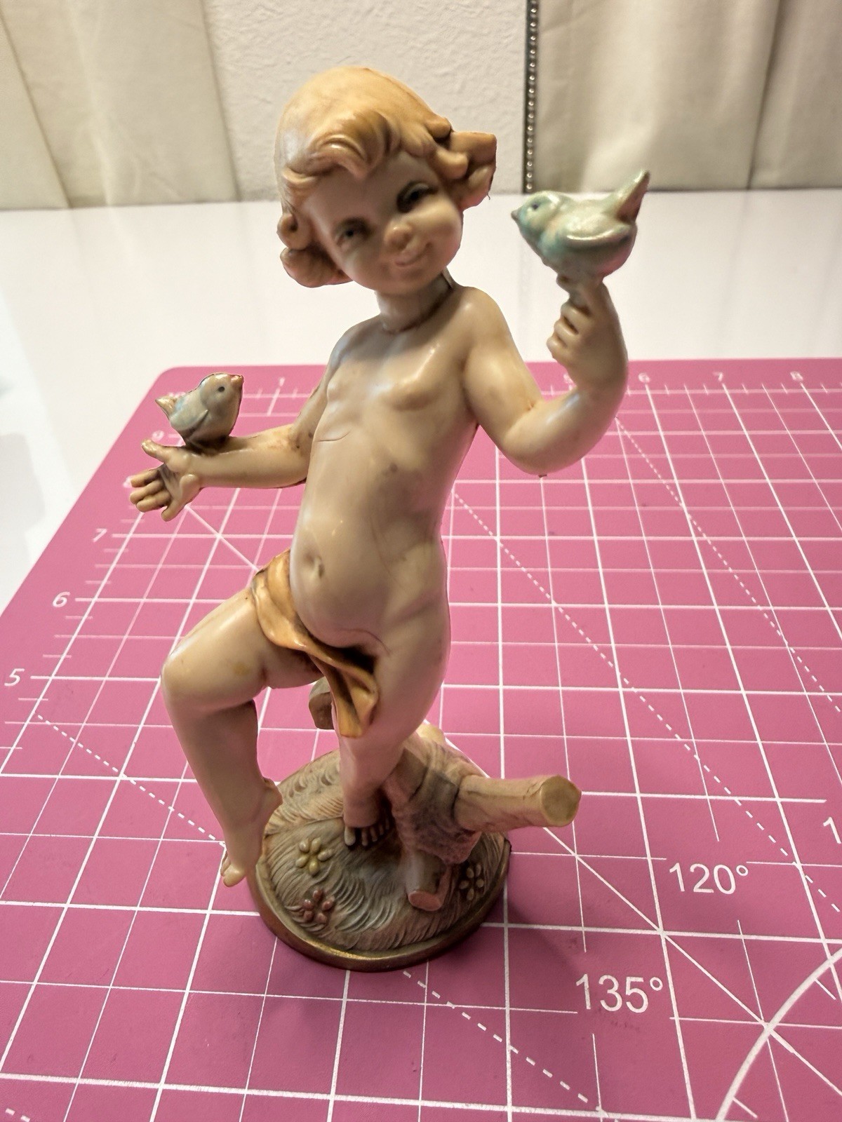 Vintage Fontanini Depose Italy Child with Blue Birds Figurine 