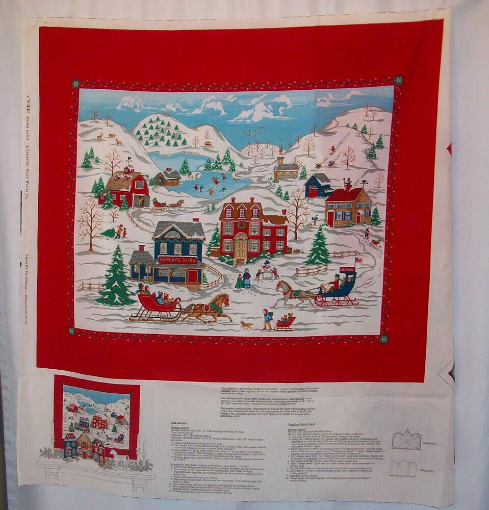Vintage Cranston VIP Print Works Home For The Holidays Winter Scene Wall Hanging
