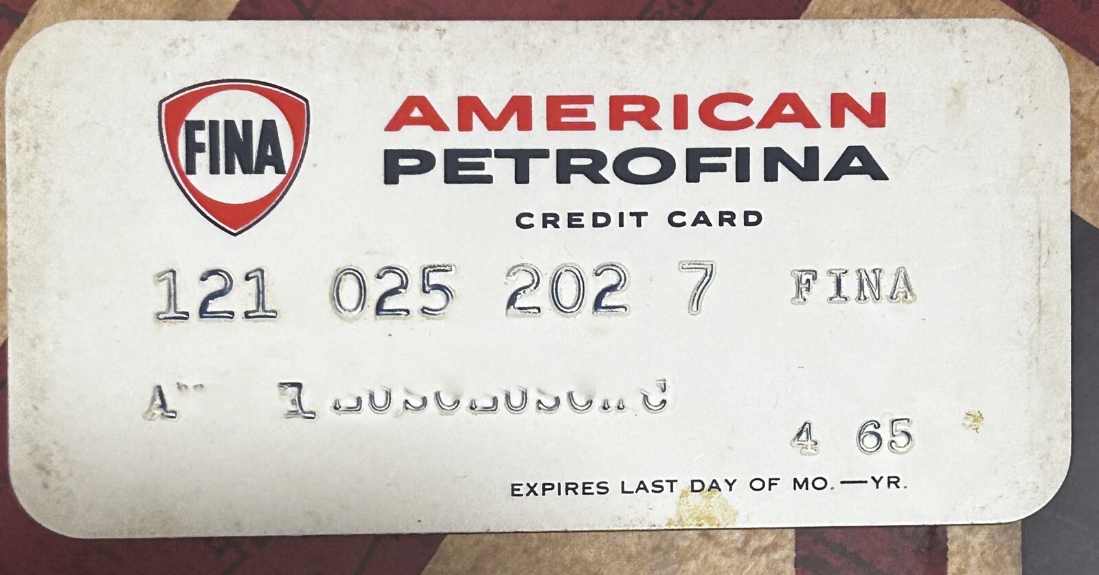 VTG 1965 AMERICAN PETROFINA Plastic Charge Card