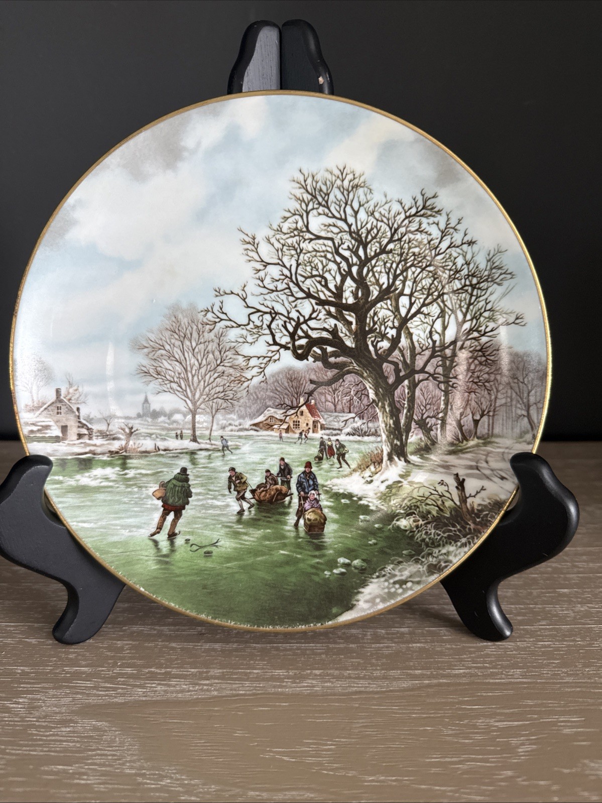Vintage Kaiser W Germany B.C. Koekkoek Landscape in Winter Porcelain Plate 7.5”