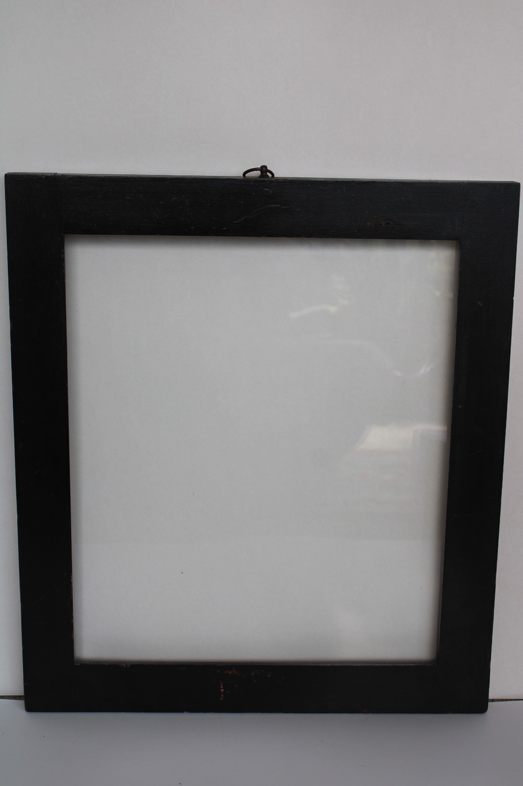 Antique Mid-19th Century Black Paint Wood Frame w/ Glass (16 3/4\
