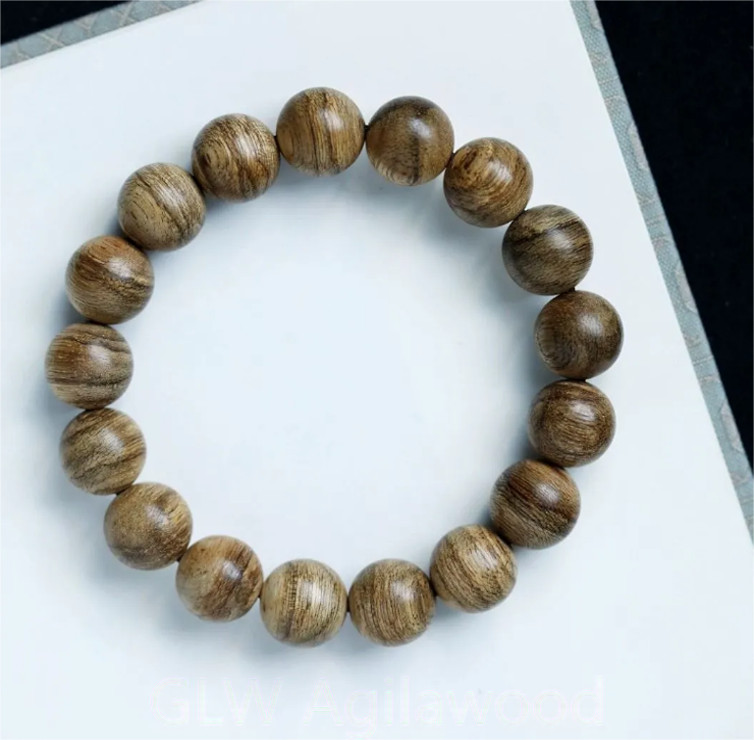 12mm Genuine Wild Indonesia Agarwood Bracelet Mala Meditation Prayer Beads 马尼捞沉香