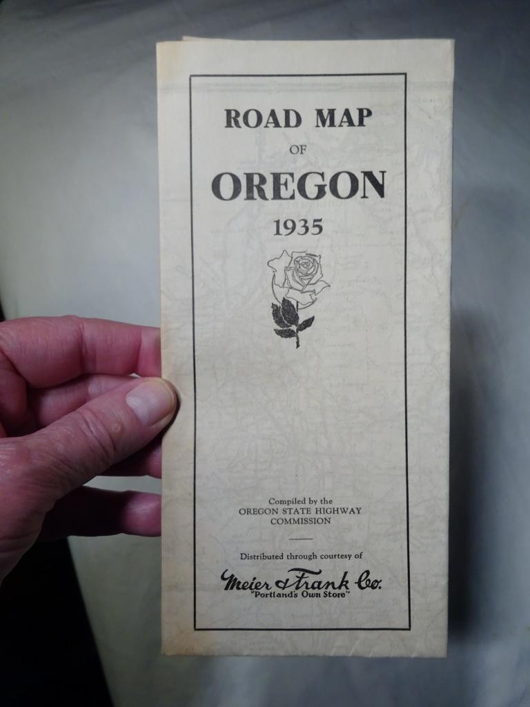 1935 OREGON ROAD MAP ADVERTISING MEIER & FRANK CO. PORTLAND VG
