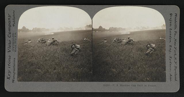 US machine gun drill in France c1900 Old Photo
