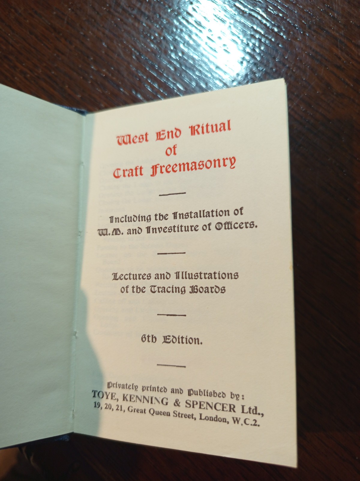 West End Ritual of Craft  Freemasonry 6th Edition masonic/583