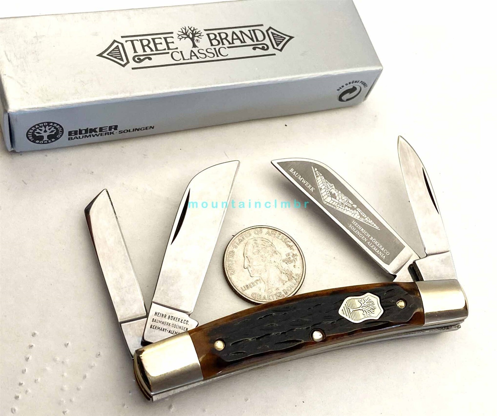 Boker Solingen Germany RARE Congress CREST Shield Brown Bone 3.6 Boker Solingen Germany RARE Congress CREST Shield Brown Bone 3.6