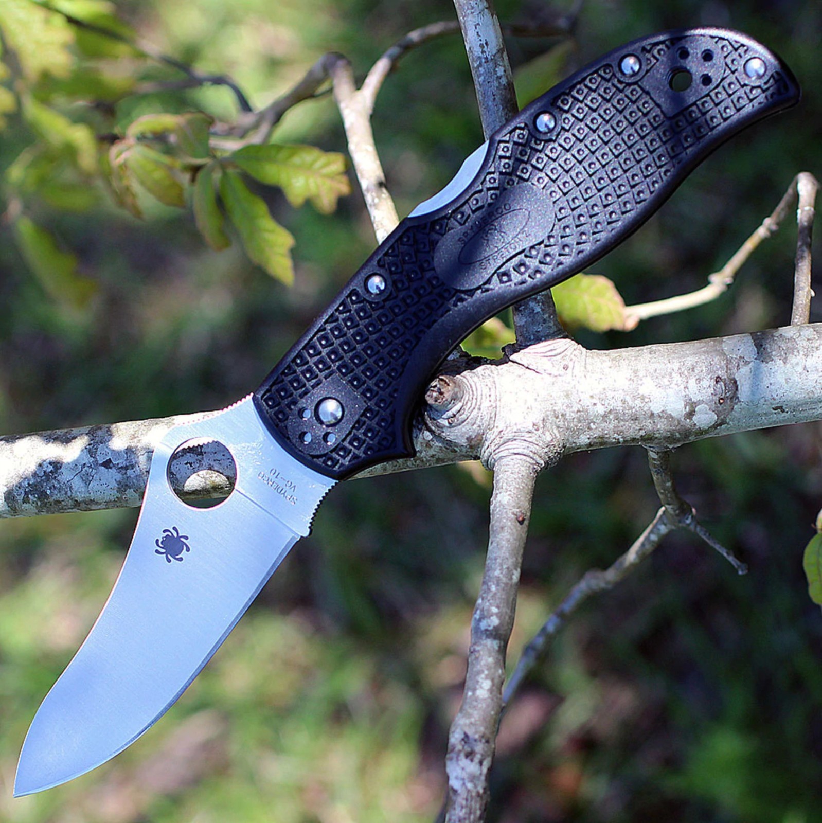 SPYDERCO STRETCH 2 LIGHTWEIGHT FOLDING KNIFE BLACK FRN VG10 STAINLESS C90PBK2