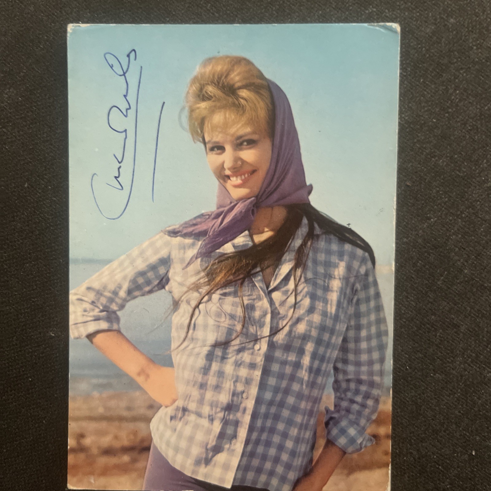 Vintage Claudia Cardinal Signature Original Autograph Cinema Postcard