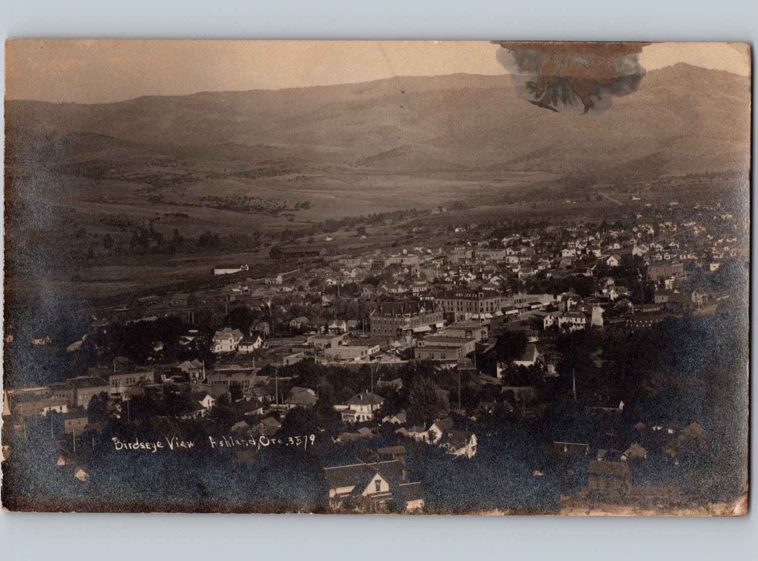 c1909 Birds Eye View Of ASHLAND Oregon OR Jackson County RPPC Real Photo
