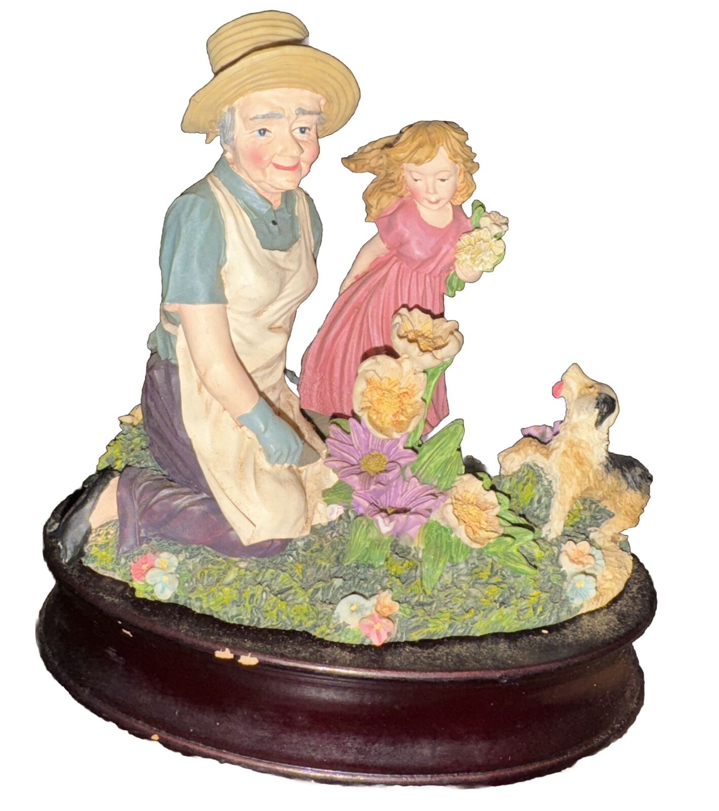Victorian Women and Child In Flower Garden Music Box