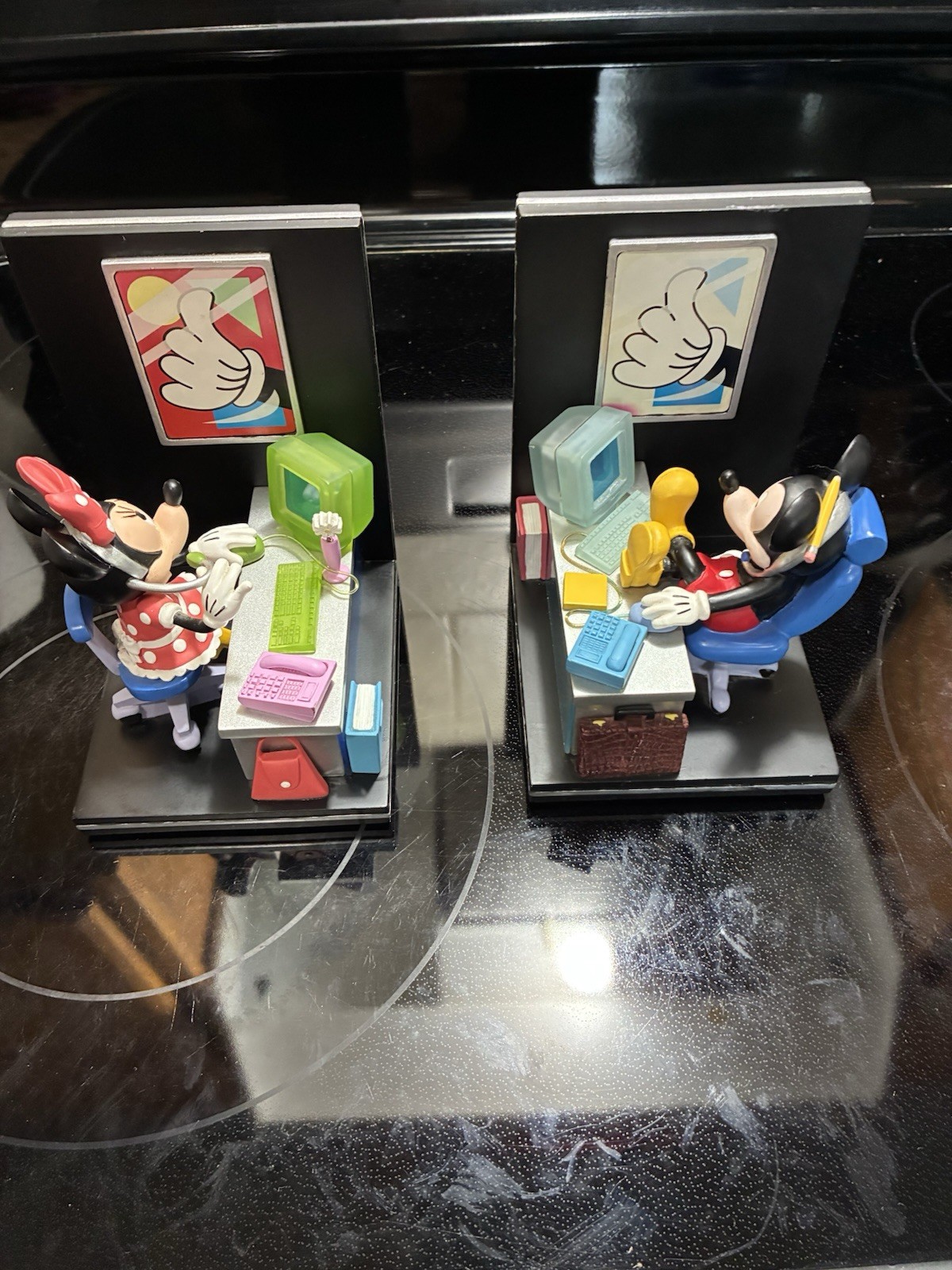 VTG FIGI DISNEY MICKEY & MINNIE MOUSE OFFICE Computer Headset Bookends 