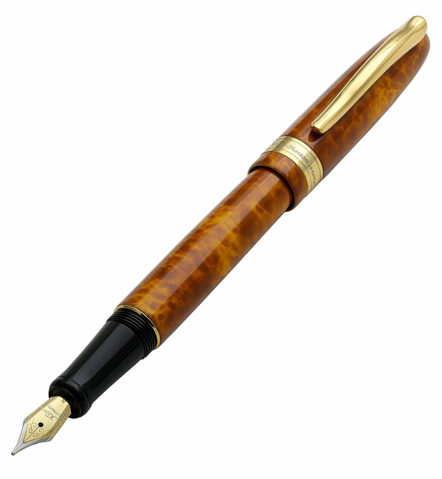 Xezo Handmade Phantom Autumn Brown Fountain Pen, Medium Nib. 18k Gold Plated, LE