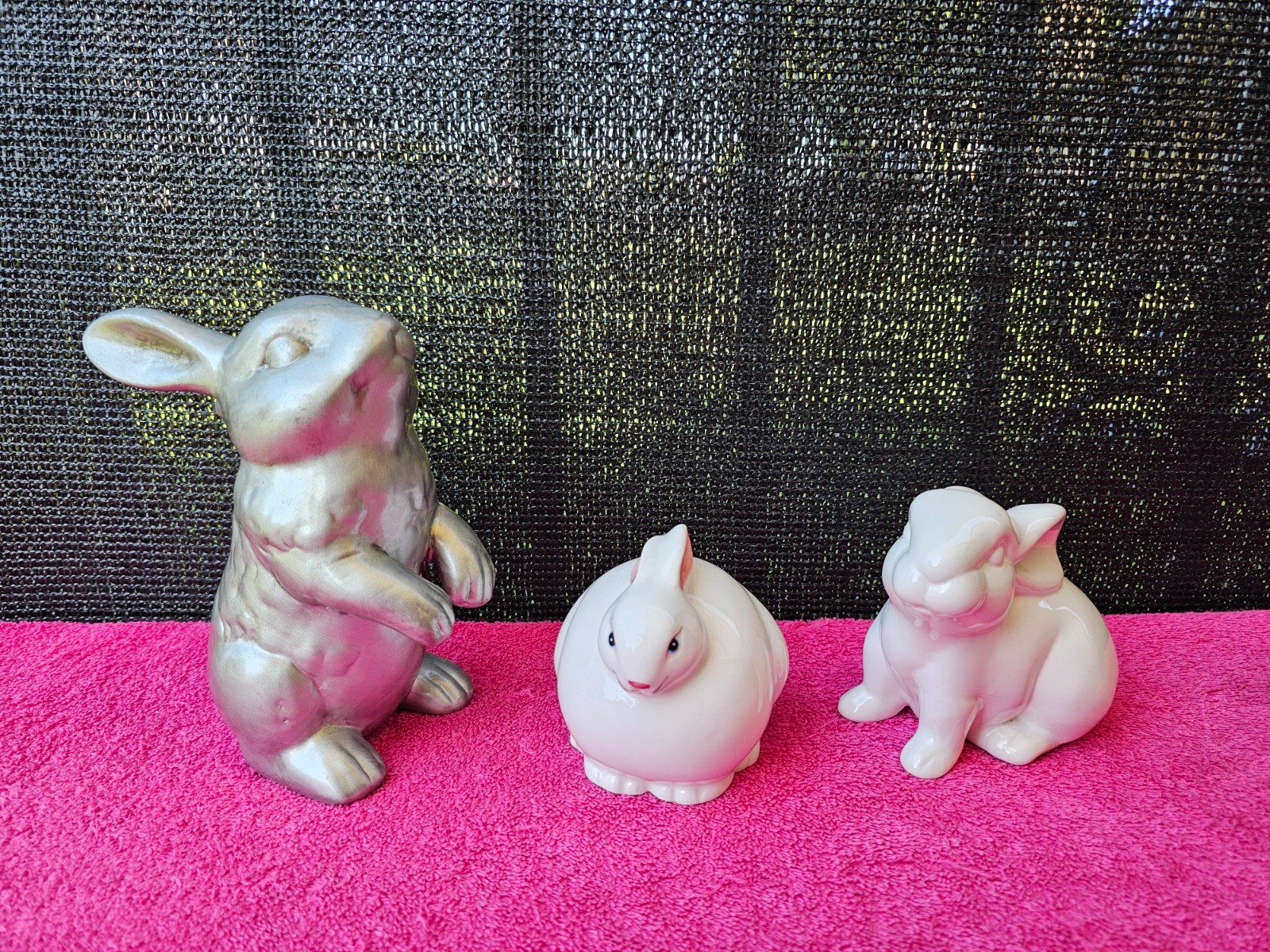 Ceramic Easter Decor Bunny Rabbit Figurines Set Of 3