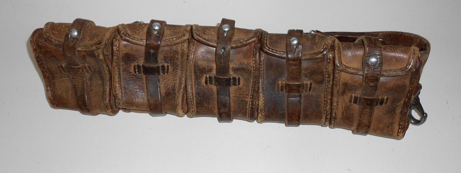 WW2 Swedish Leather Cartridge Bandolier Belt 