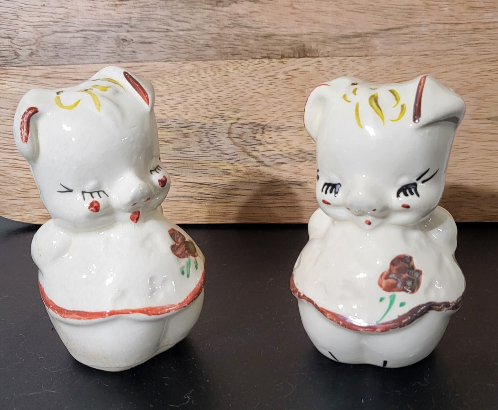 Vintage Sleeping Winking Pig Salt and Pepper Shakers