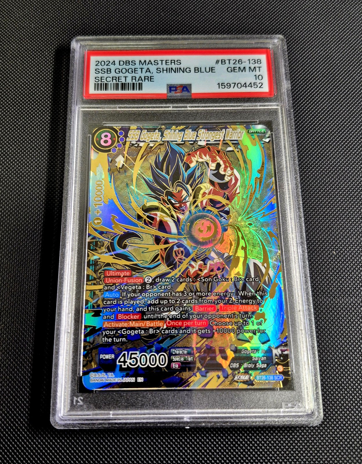 Dragonball Super SSB Gogete Shining Blue Strongest Warrior BT26 SCR PSA 10