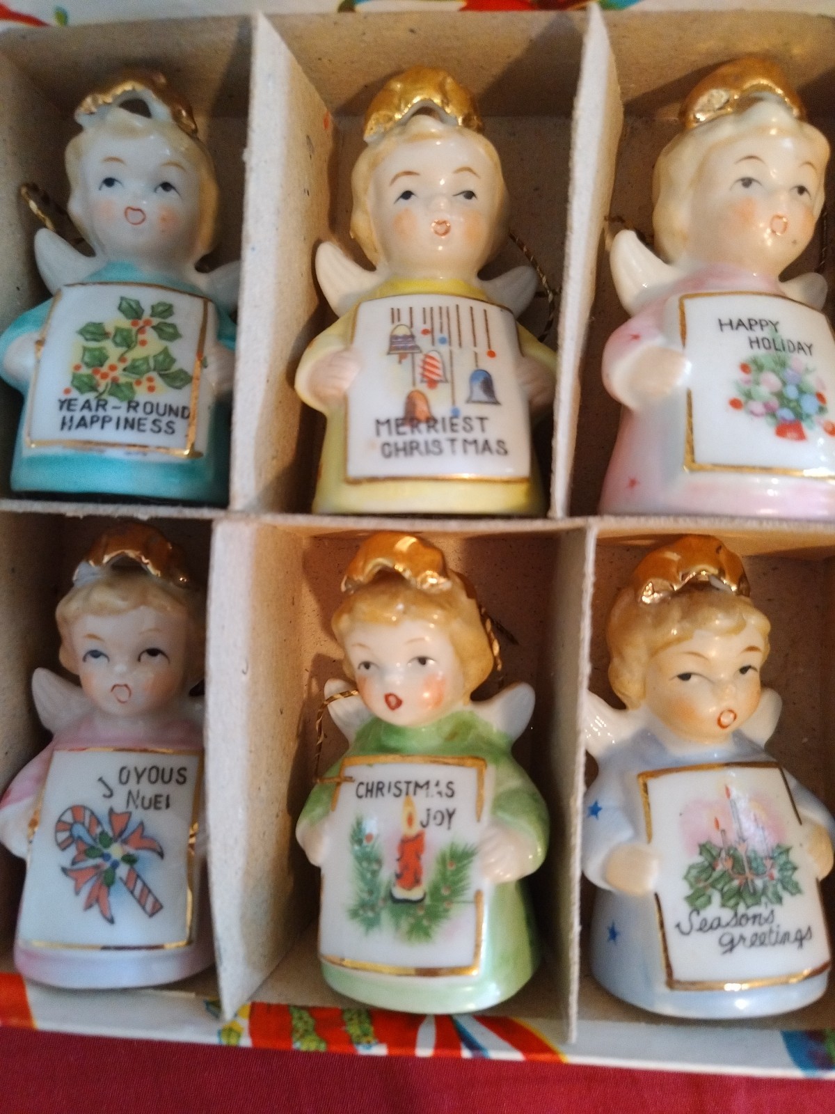 Vintage Ardalt Japan Porcelain Angel Bells Ornament 1950s, IOB Vintage Ardalt Japan Porcelain Angel Bells Ornament 1950s, IOB