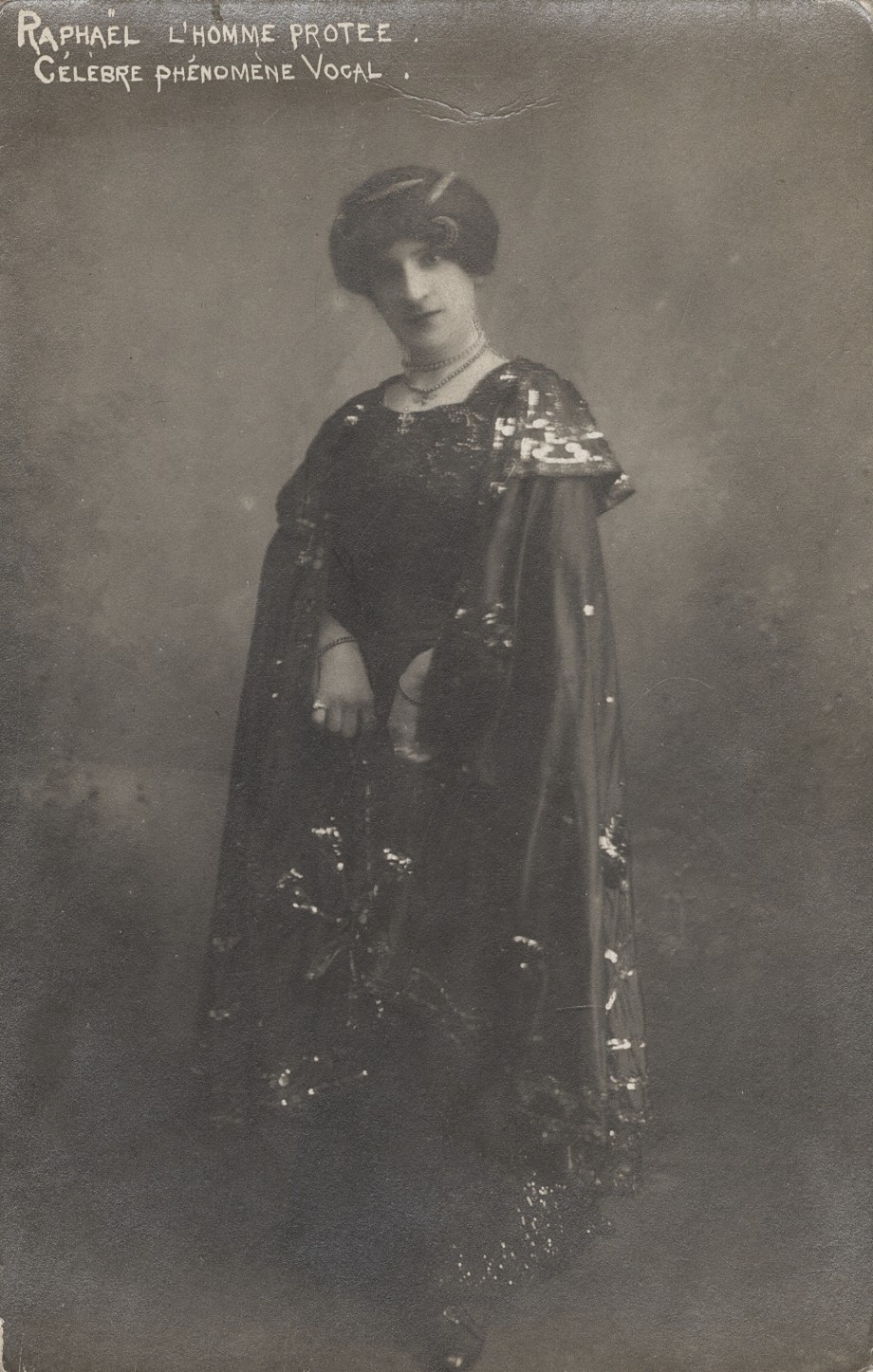 c. 1910\'s Raphael Célèbre Phénomène Vocal RPPC EARLY DRAG QUEEN