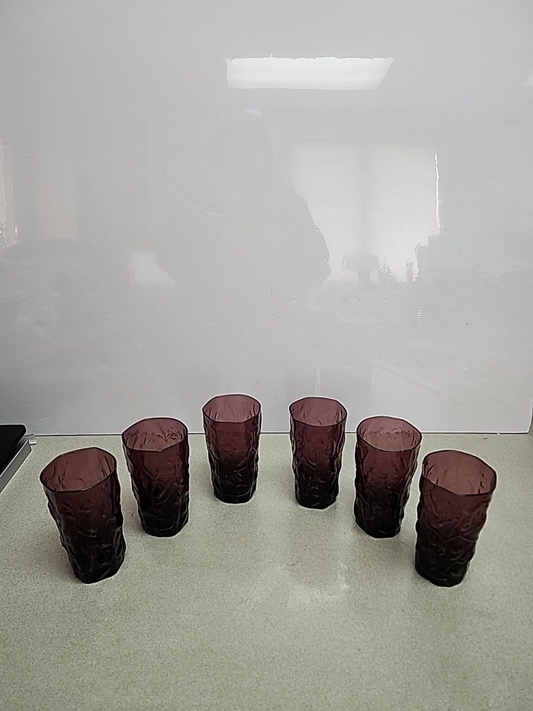 6 Morgantown Seneca Crinkle Tumblers Glasses Amethyst Purple  5\