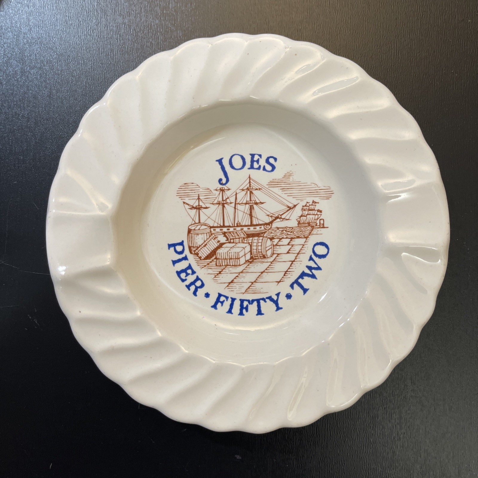 Vintage JOE\'S PIER FIFTY TWO Ceramic Ashtray New York City Restaurant