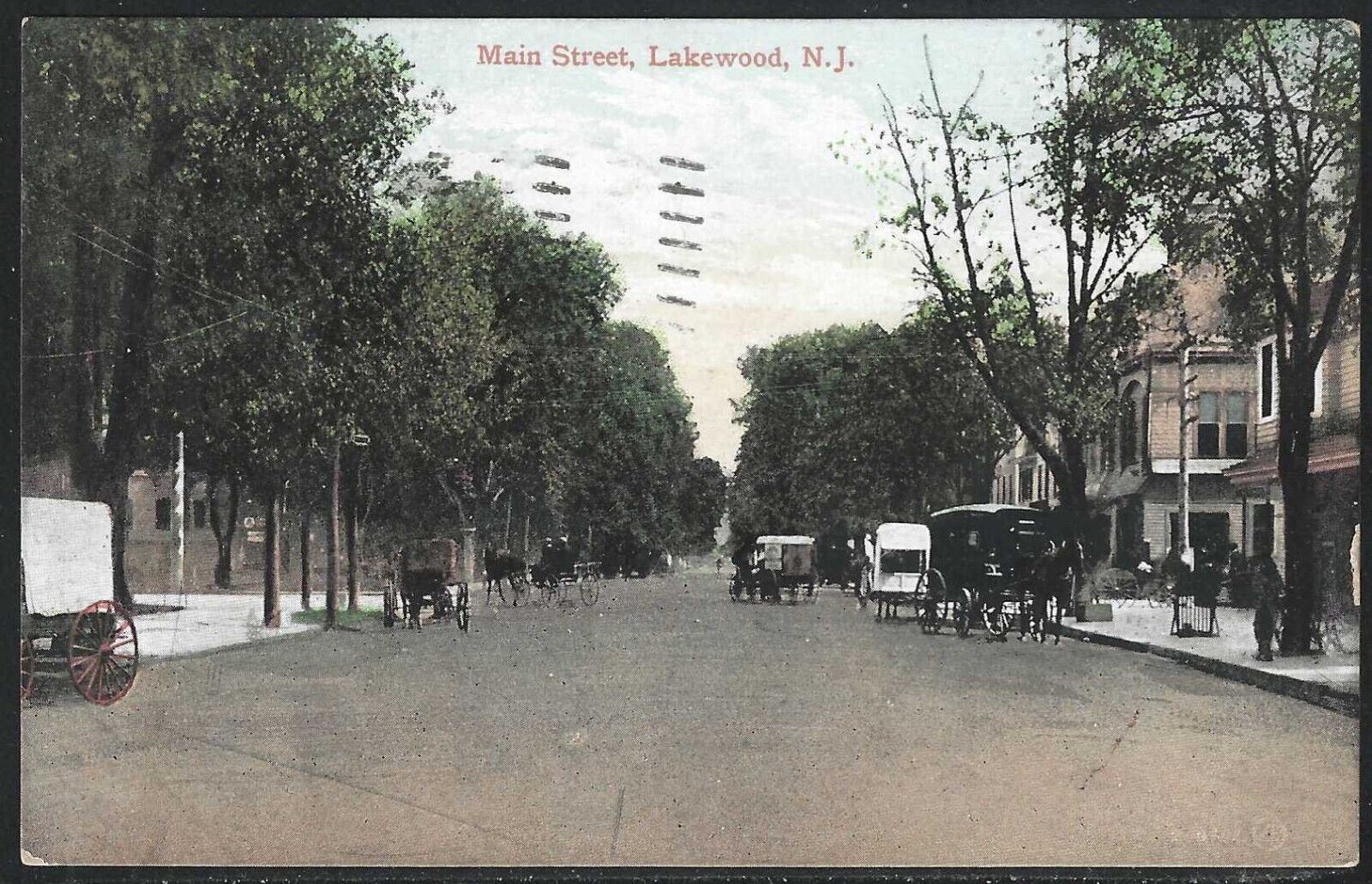 View of Main Street, Lakewood, New Jersey, Very Early Postcard, Used in 1909