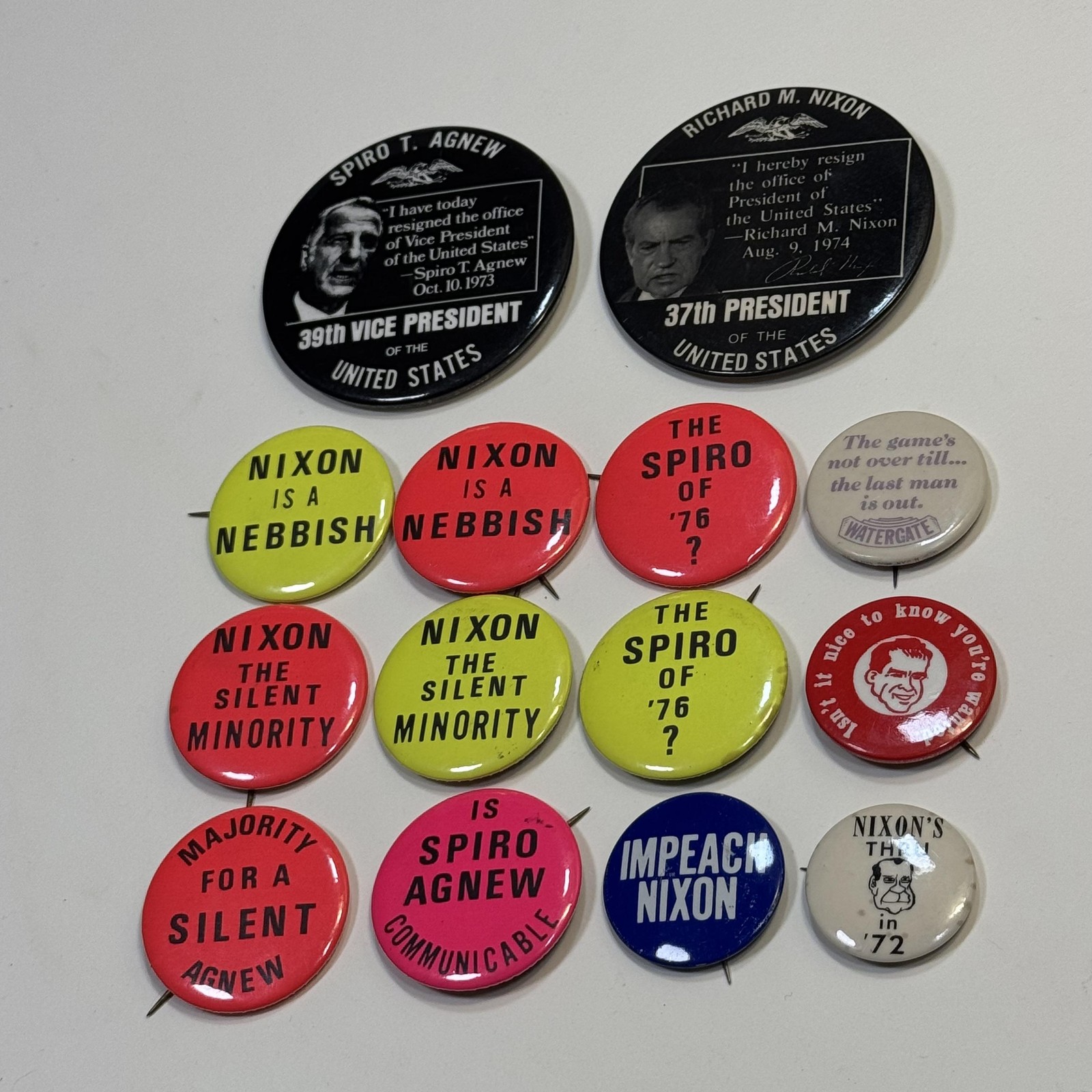Vintage Nixon Spiro Agnew Anti Nixon Political Pinback Buttons Lot 14 Watergate