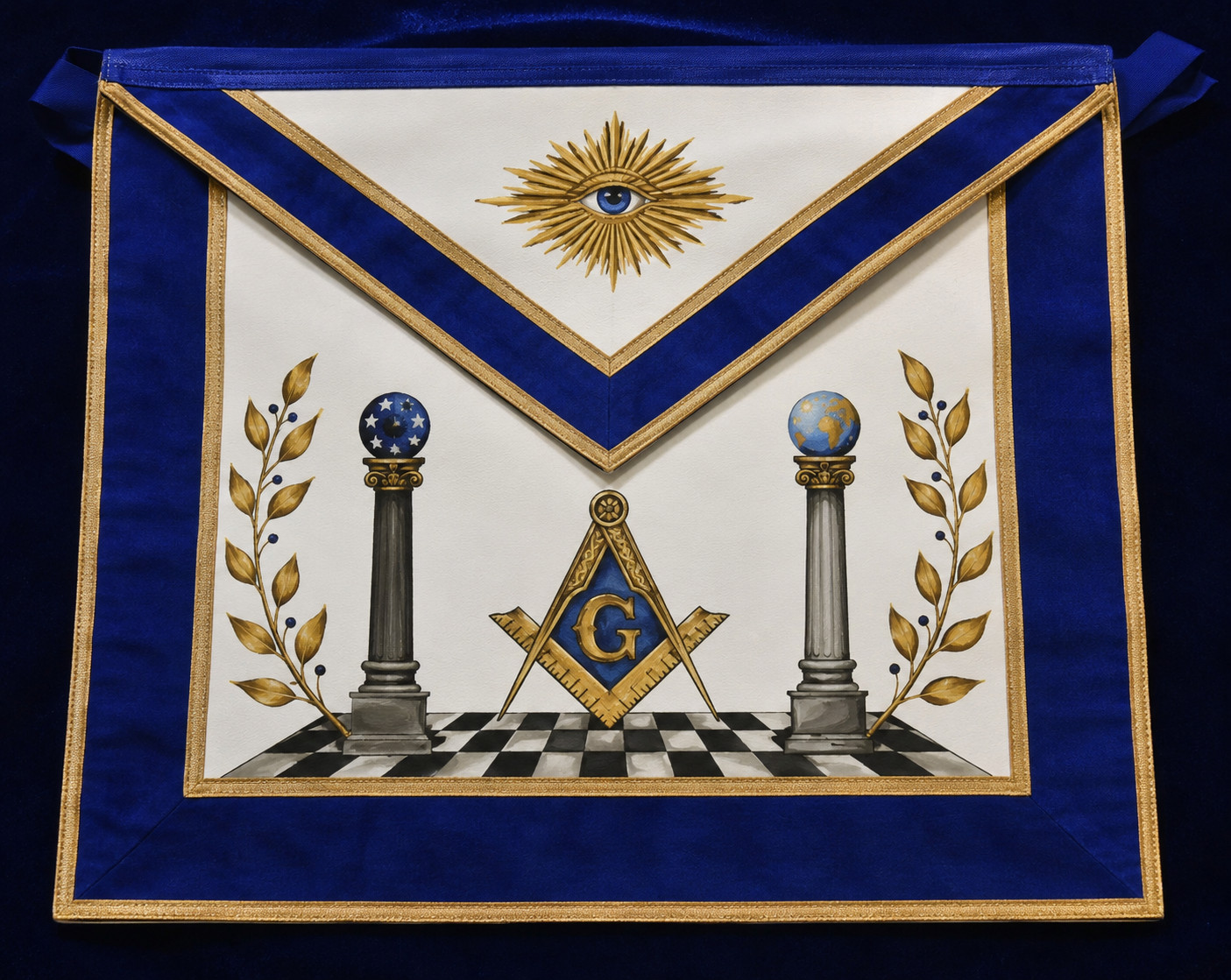 Masonic Hand Painted Apron Custom Freemason Apron Blue Border Handmade Gift