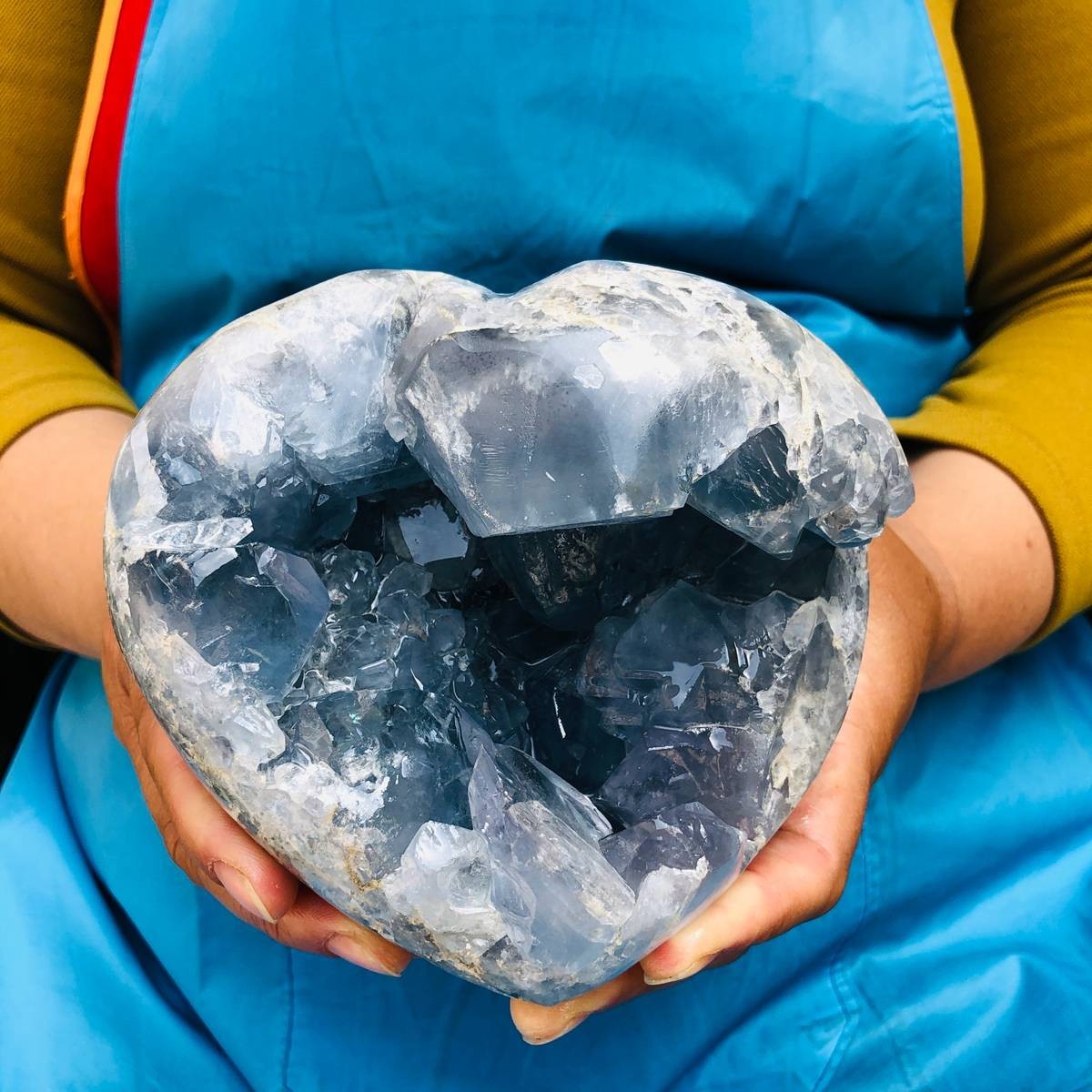 4.55LB Natural Blue Celestite Geode Quartz Crystal Mineral Specimen Healing