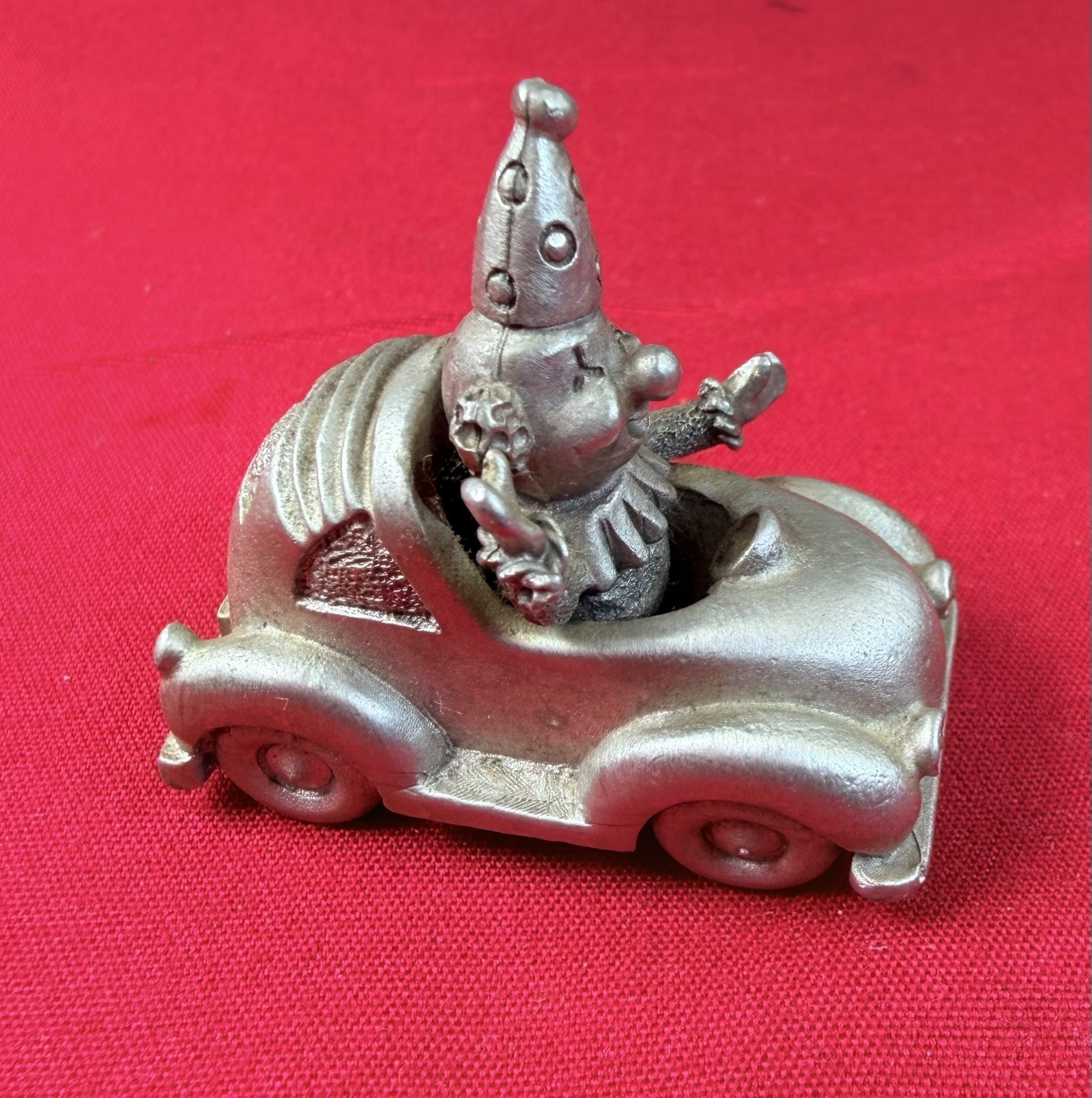 Vtg Spoontiques Pewter Clown Driving Car Figurine 1987 PP762 Circus Collectible