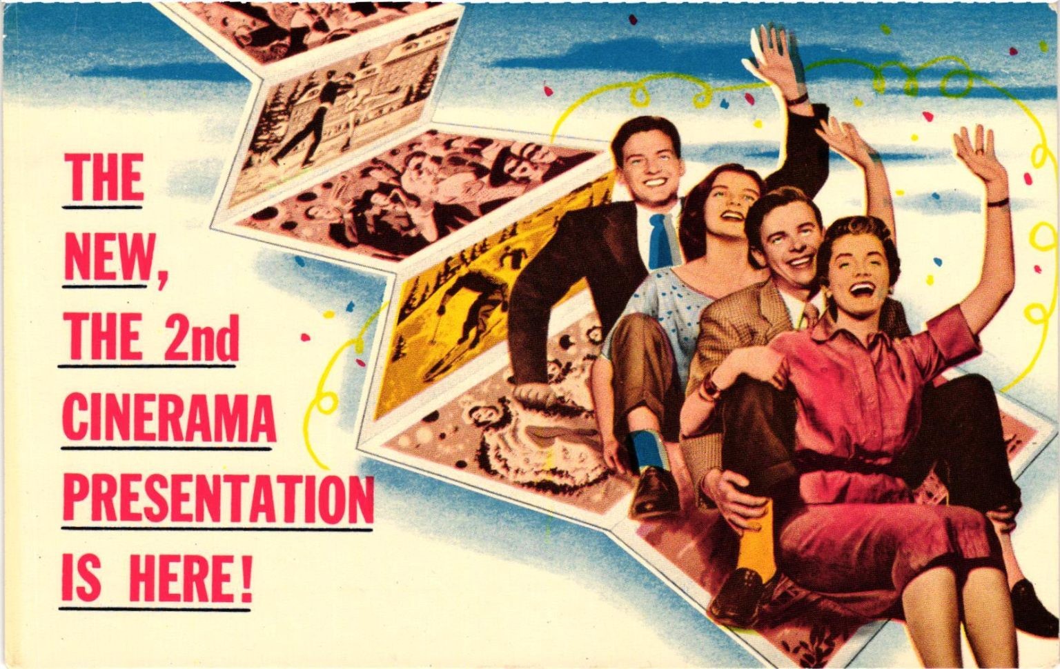 Cinerama Holiday Postcard 1955 Ambassador Theatre St. Louis Ad