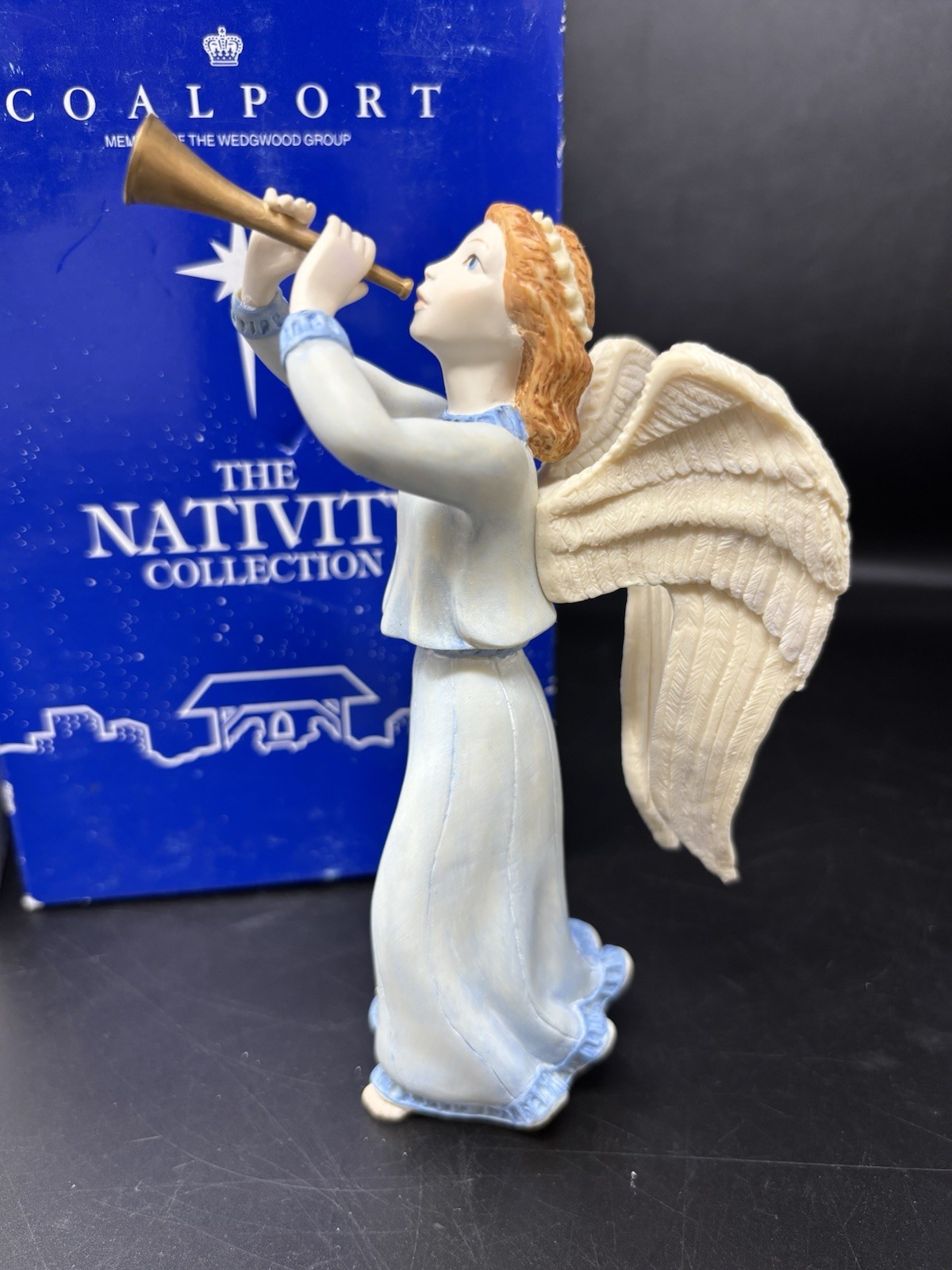 Vintage Coalport Nativity Collection Angel with A Trumpet In Its box