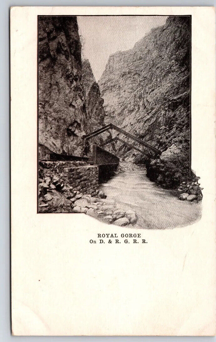 Postcard CO Royal Gorge On D & R G R R Railroad Colorado UNP