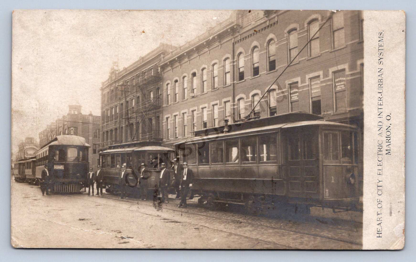 K11/ Marion Ohio RPPC Postcard c1910 Trolley Streetcar Main Street 7
