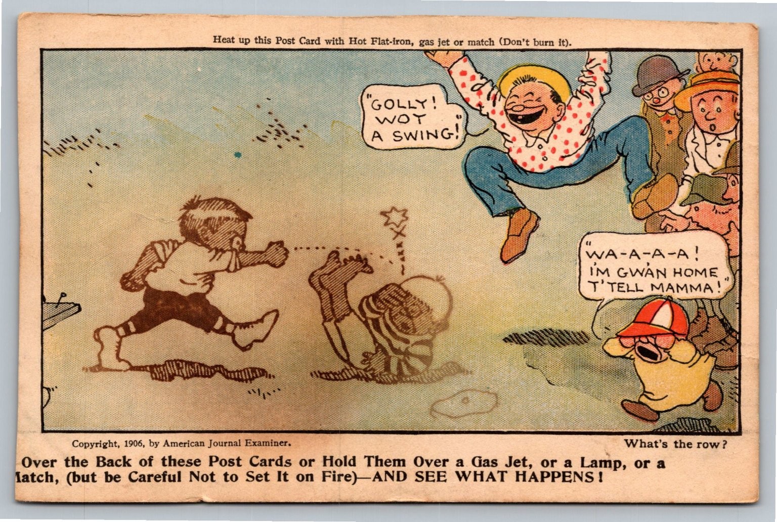 1906 Magic Invisible Comic Postcard Kids Playing American Journal Heat Reveal 1906 Magic Invisible Comic Postcard Kids Playing American Journal Heat Reveal