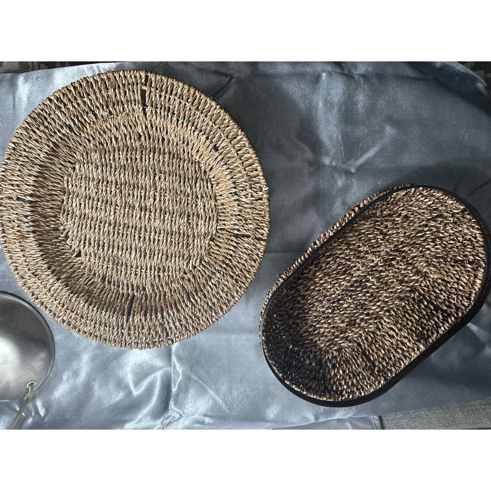 Handmade Natural Color 6 large Chargers and 1 Bread Basket 